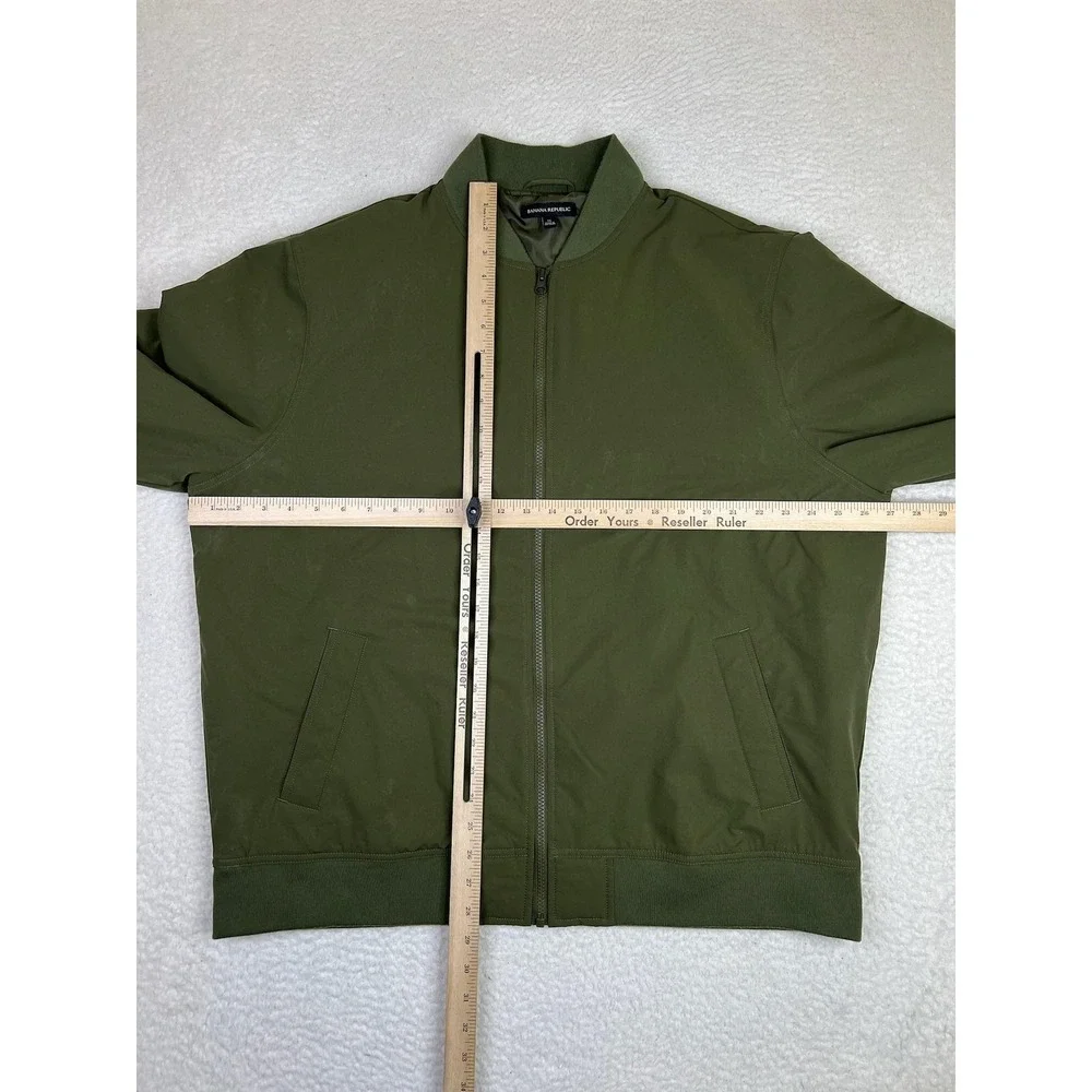 Banana Republic Mens XL Green Microfiber Full Zip Bomber Jacket Lined Insulated